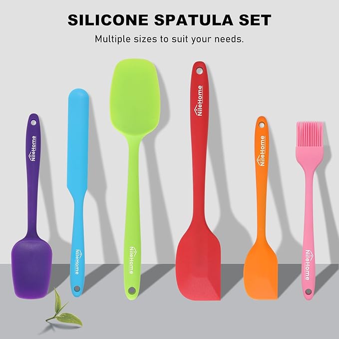 NileHome 6 Pieces Silicone Spatula Set with Silicone Brush,Multicolor