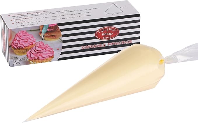 18.5 Inch Disposable Piping Bags 100PCS Tipless Piping Bags Anti-Burst Pastry Bags Cake Decorating Bag for Pastry, Dessert, Cake, Cream Frosting and Cookie Decorating