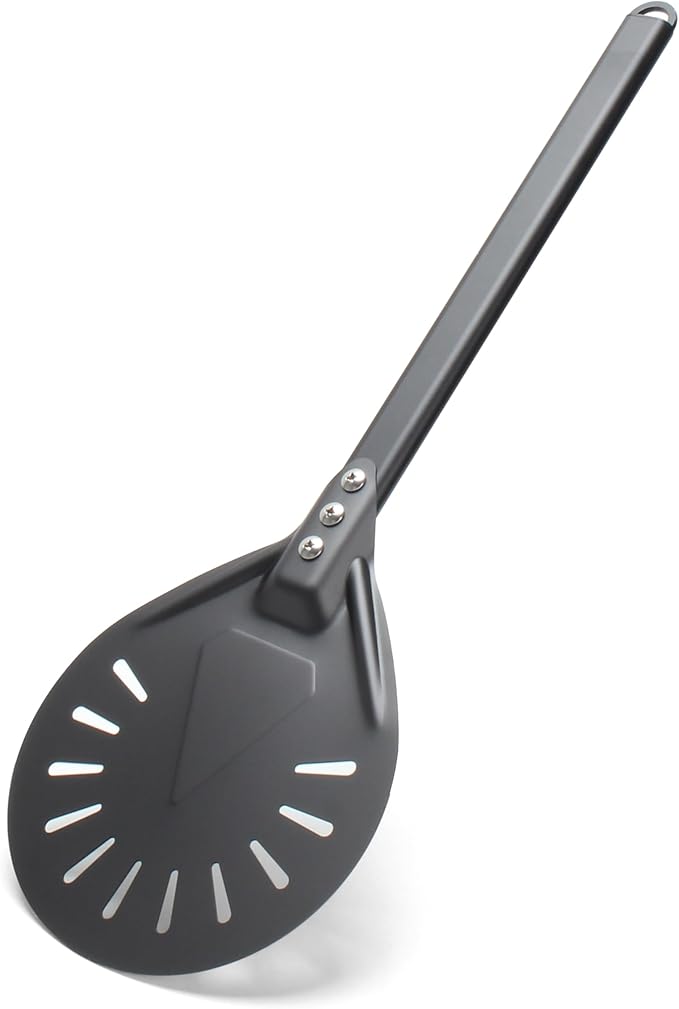 YACEYACE Pizza Turner, 8-inch Black Metal Pizza Turning Peel, Aluminum Turning Peel