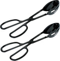 IAXSEE 2 Pieces Buffet Salad Tongs for Kitchen Serving and Cooking, Stainless Steel Food Scissor Tongs, Catering Utensil for Bread Cake Bake Steak Barbecue (Black)