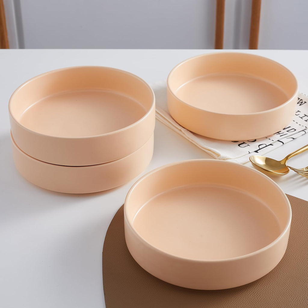 Stone Lain Stella Pasta Bowl 6-Piece Set, Round, Porcelain, Pastel Orange