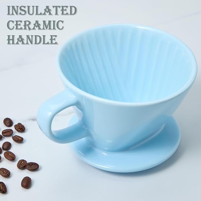 Noarixa Pour Over Coffee Dripper, Ceramic Pour Over Coffee Maker, Blue