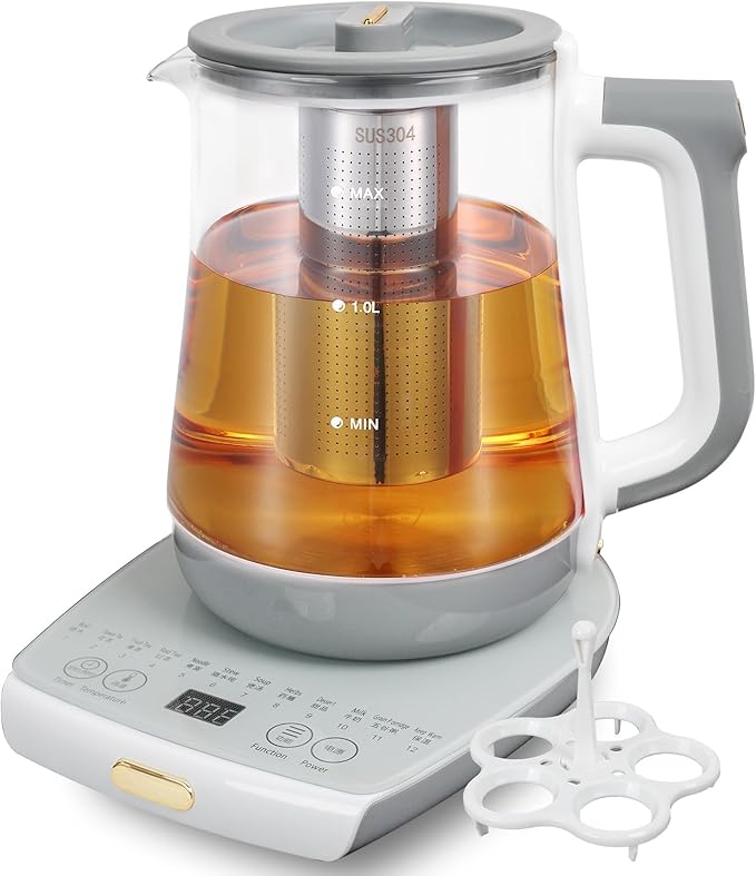 cglightwsparkle Health Pot Electric Kettle with Infuser，Smart Fruit Hot Tea Maker, Temperature Control and Tea Keep Warm, 12 Functional Procedures, 1.8 Liters of Capacity