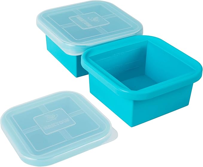 NAKTOW 2 Cup Silicone Freezer Tray with Lid, 2 Pack Large Portion Food Freezing Containers for Soup, Broth, Chili, Sauce & Meal Prep, Steel Reinforced Rim, Easy Release, BPA Free, Dishwasher Safe