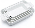 Dafuceramic Casserole Dishes for Oven, Baking Dishes, Ceramic Bakeware Sets of 4, Rectangular Baking Pan Set with Handles for Baking, Casserole, Kitchen, Wedding Gift,White
