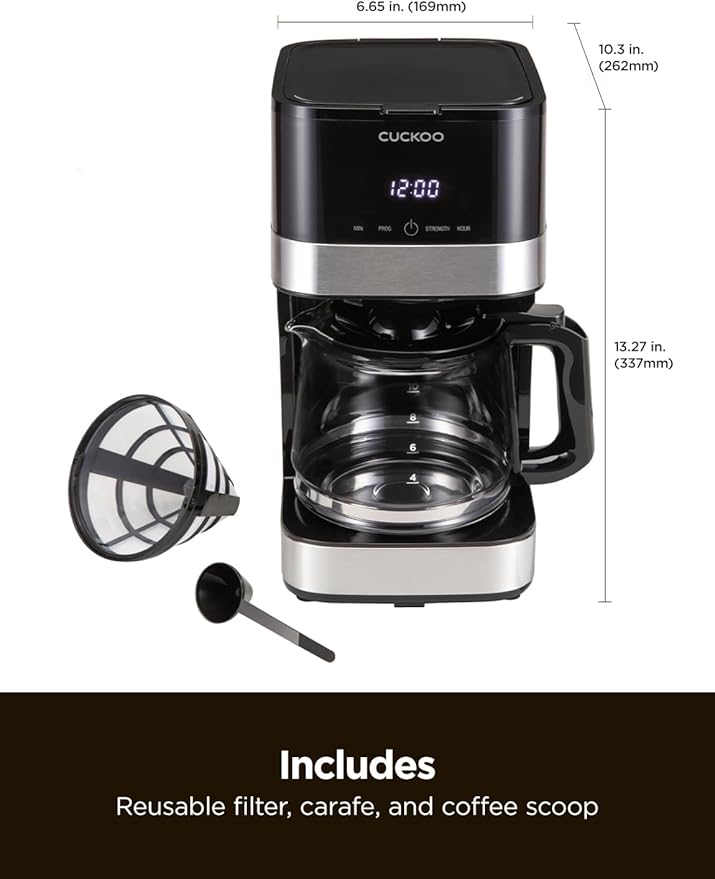 CUCKOO 10-Cup Programmable Drip Coffee Maker with Glass Pot, CCM-BD011B
