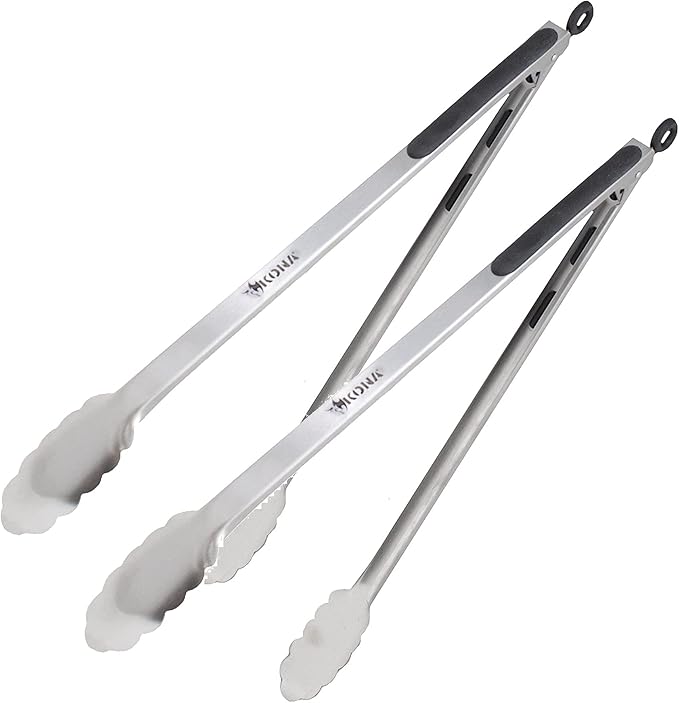 Kona 17-in Stainless Steel Locking Grill Tongs, Heavy-Duty, Set of 2