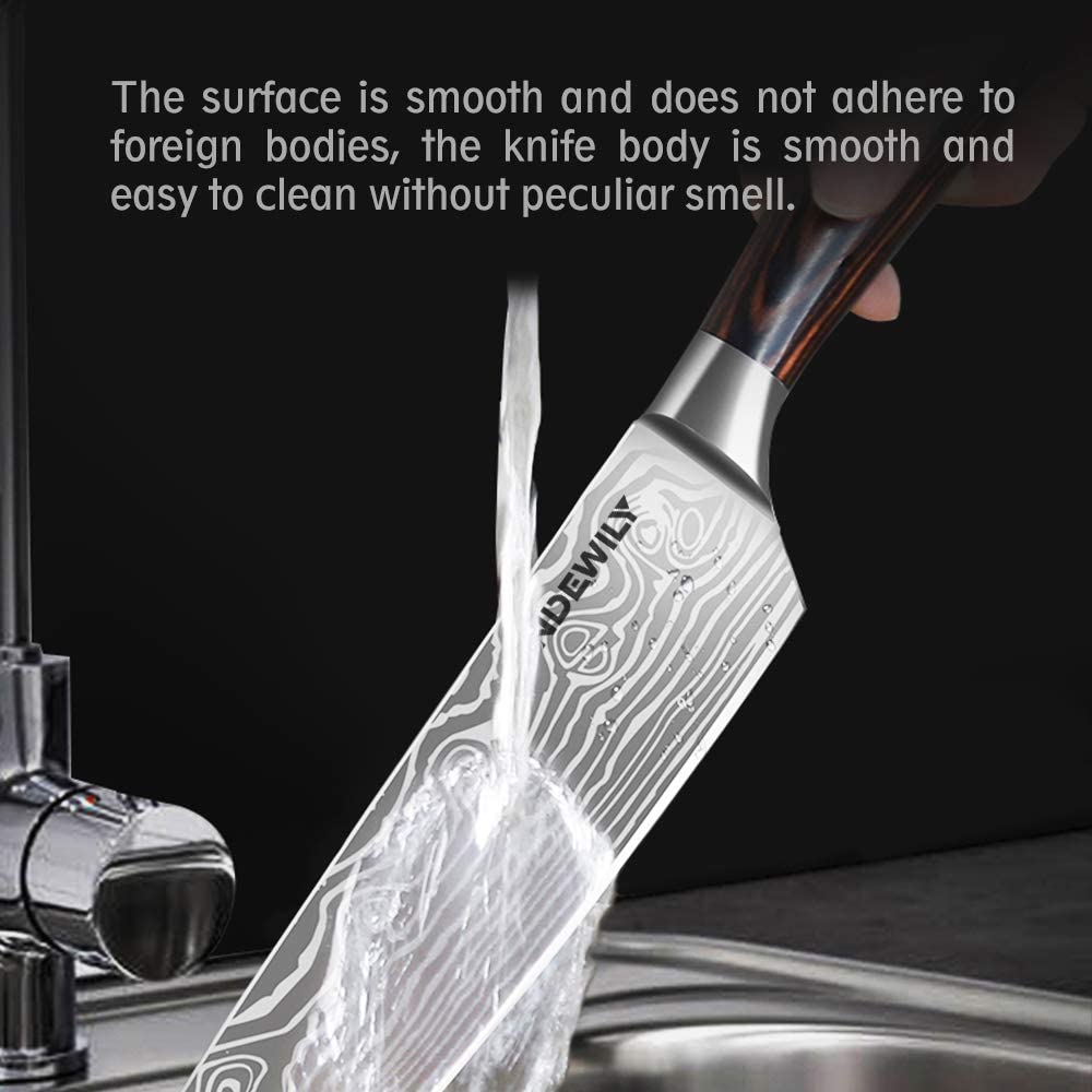 SANDEWILY Professional Kitchen Knives High Carbon Stainless Steel Chef Knife Set,3PCS Ultra Sharp Japanese Knife with Sheath,Ergonomic Pakkawood Handle Elegant Gift Box for Home or Restaurant