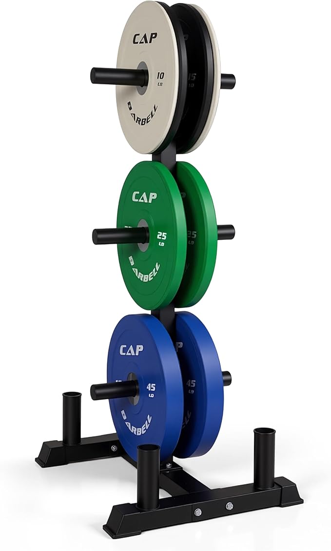 CAP 190lb Competition Olympic Bumper Plate Set with Storage Rack