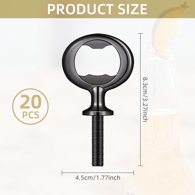 Yugada Metal Bottle Opener Kit, 20 Pcs Blank Stainless Steel Inserts, DIY Beer Opener Hardware DIY Craft Handmade Wood Turning Kits, Flat Black Inserts