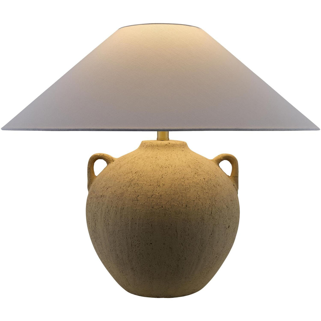 Livabliss x Galey Alix Araya Vintage Clay Jar Table Lamp, 22" H x 22" W x 22" D, Tan