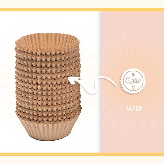 qiqee Natural Brown Cupcake Liners, 600 Count, Jumbo Size