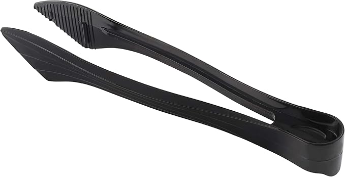 PARTY BARGAINS 8.5″ Black Plastic Serving Tongs 6-Pack – Heavy-Duty Disposable & Reusable Kitchen Tongs for Parties BBQ Buffet Salad Appetizers Catering