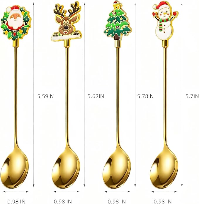 Christmas Cutlery Set (4, Gold, 【4 spoons】)