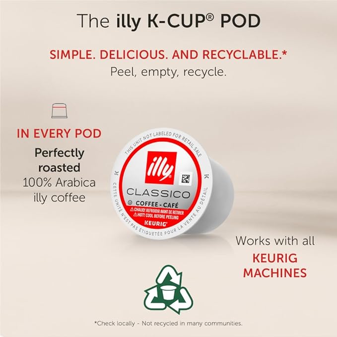 illy Coffee K Cup Pods, Classico Medium Roast, 32 Count, 1 Pack