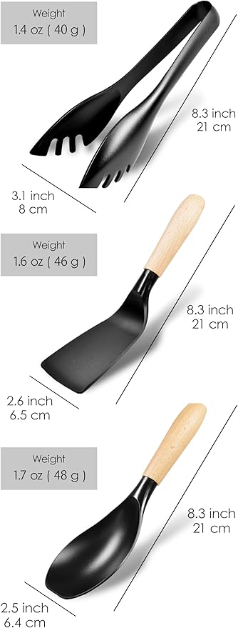 Japanese Kitchen Gadgets Nylon Spoon Spatula Tong Short Wooden Handle