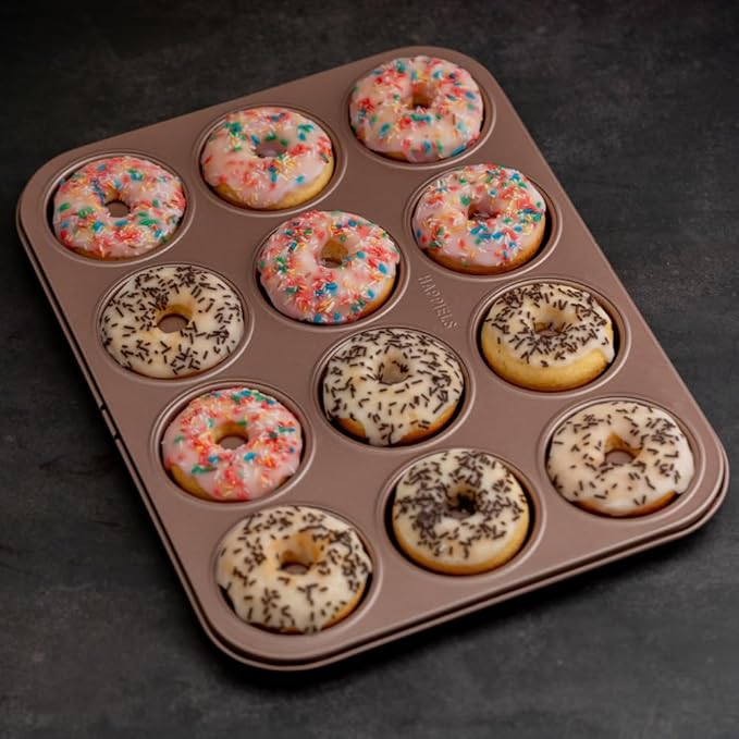 HAPPIELS 12 Well Donut Pan Nonstick, PFOA & BPA Free