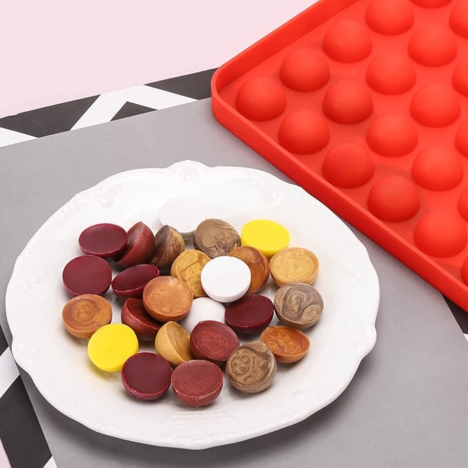 2 Pcs Small Silicone Molds, 140 Cavity Semi Sphere Molds for Chocolate, Baking, Homemade Candy, Wax Melts Beads, Ice Balls, DIY Dog Training Treats