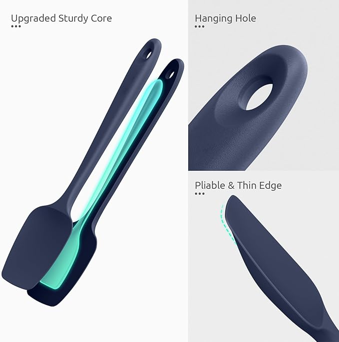U-Taste Silicone Spoon Spatula Set of 3, 600°F High Temp, Midnight Blue
