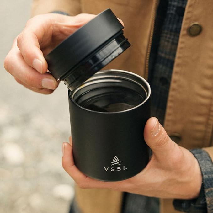 VSSL Nest 10 oz Mug, Stainless Steel, Double Walled, Vacuum Sealed & Integrates Nest Products, (Black)