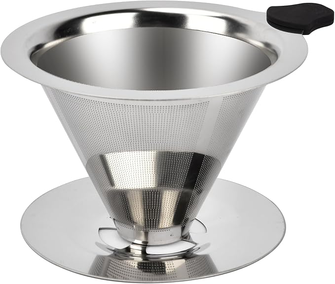 NKOVE Pour Over Coffee Dripper Stainless Steel Reusable Filter Coffee Maker