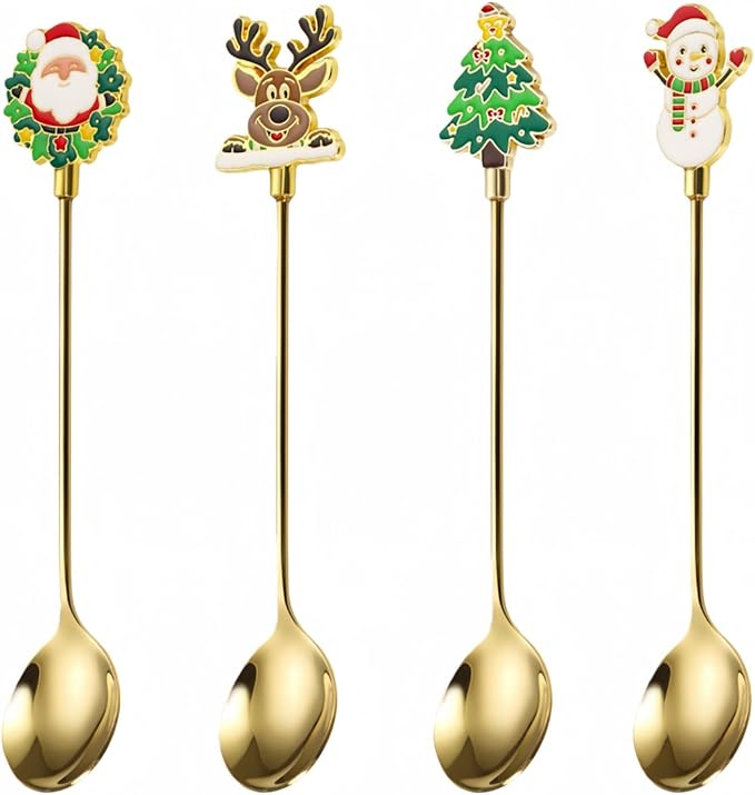 Christmas Cutlery Set (4, Gold, 【4 spoons】)