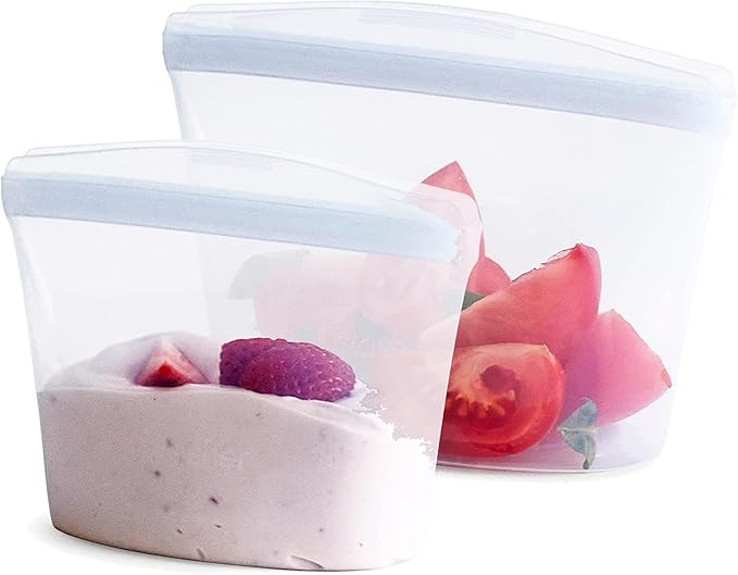 Stasher Premium Reusable Silicone Food Storage Bags, 2-Pack, Clear
