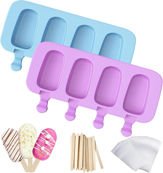 Ozera Popsicles Molds, 2 Pack Silicone Cake Pop Molds Cakesicle Maker Set