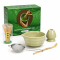 Rzoklot Matcha Tea Set – Japanese Matcha Bowl with Spout, Bamboo Whisk, Scoop, Holder & Strainer – Complete Ceremonial Matcha Kit for Beginners & Gift-Giving, Green