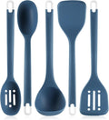 MOACC Silicone Kitchen Cooking Utensils Set: Heat Resistant 13inch Long Kitchen Gadgets, BPA Free Non Stick Rubber Cook Accessories For Food Prep, Frying, Serving, Basting (Dark Blue)