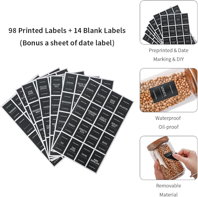 Homtop Glass Jars with Wood Lids Include 112 Labels