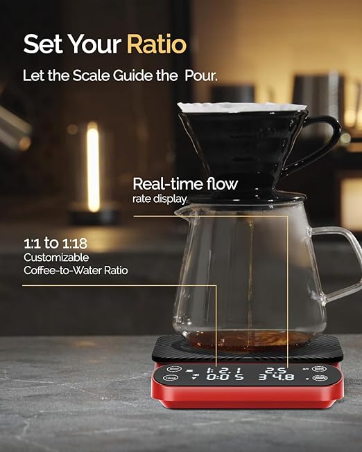 Maestri House S3 Pour Over Coffee Scale with Timer, 3kg/0.1g