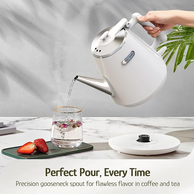 Hazel Quinn Electric Kettle, 1L/34oz Small Tea Kettle - Pearl White