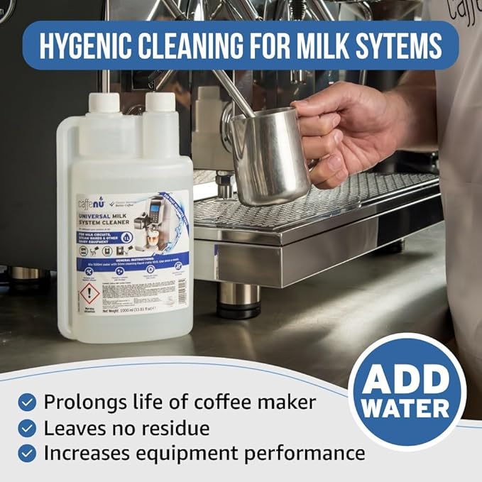 Caffenu Universal Milk System Cleaner, Use on All Machines, 33.8fl oz/1 L