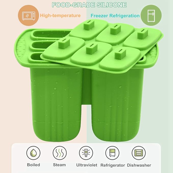 Bangp Popsicle Molds 6-cavity,Non-BPA Silicone Ice Pop Maker