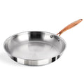 ciwete 12 Inch Tri-Ply Stainless Steel Frying Pan with Brass Cool Handle, Professional Quality Skillet Suitable for All Stove, Oven and Dishwasher Safe, PFOA PTFE PFOS Free, Fast and Even Heating