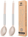 BUNDLEPRO Silicone Cooking Spoons for Non Stick Cookware, 2 Pack, KHAKI