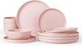 Famiware Milkyway 12-Piece Stoneware Dinnerware Set, Light Pink