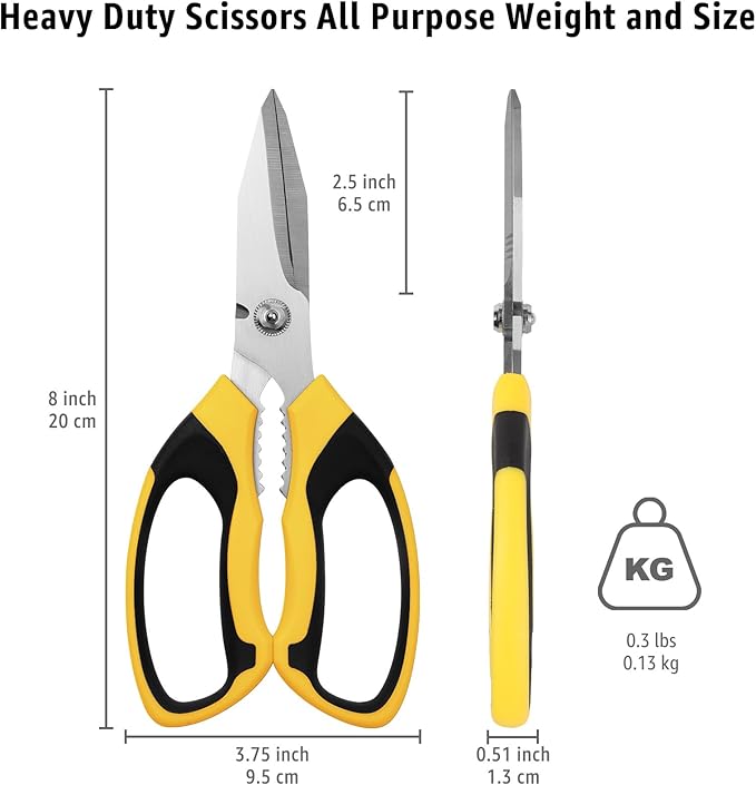BoFuYuan Utility Scissors All Purpose heavy duty 8-Inch Yellow
