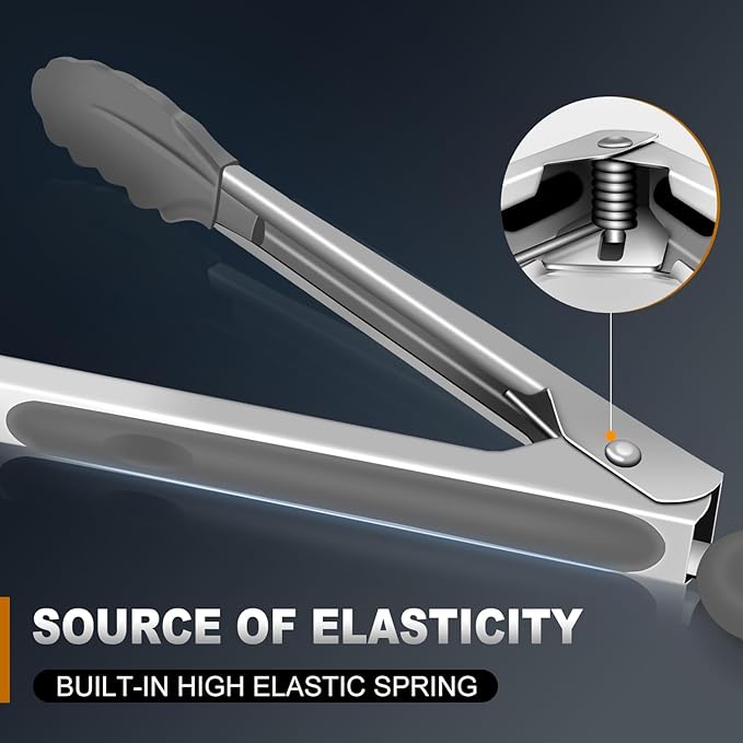 Kitchen Tongs Up To 600°F Silicone Tongs for Cooking 7,9,12 in Grey
