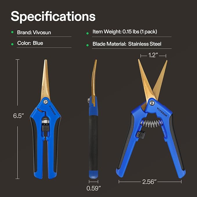 VIVOSUN 6.5 Inch Garden Scissors, Blue Pruning Shears for Plants, 12-Pack