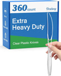 Dealusy 360 Count Extra Heavy Duty Clear Plastic Knives Disposable, BPA-Free, Heat Resistant, Solid and Durable Disposable Knives Bulk, Premium Plastic Knives heavy duty for Party Supply