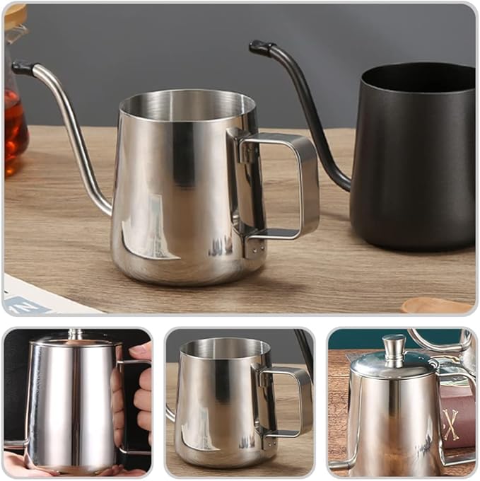 Gooseneck Kettle 600ML Metal Coffee Kettle, Coffee Thin Spout, Gooseneck Pitcher, Narrow Spout Pot, Dripper Stainless Steel Water Bottle