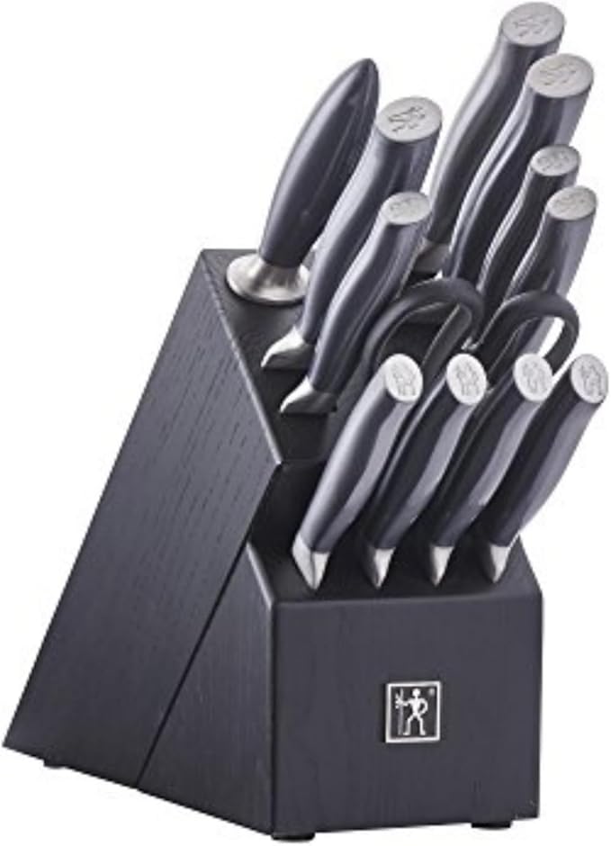 HENCKELS Graphite Razor-Sharp 13-pc Knife Set with Block, Kitchen Knife Sharpener, Chef Knife, Steak Knife, German Engineered Informed by 100+ Years of Mastery