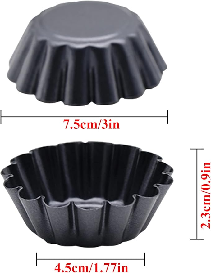 MGGi 12 Packs Egg Tart Mold, Bigger Size 3 x 0.9inch, Non-Stick Pan Carbon Steel Cake Molds, Mini Pie Mould, Muffin Cupcake Pudding Baking Cup Maker - for Pies, Chinese Egg Tart, Cakes