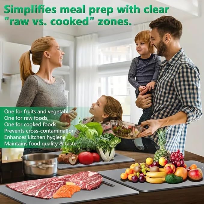 Katori Titanium Cutting Board, 100% Pure Titanium Cutting Boards for Kitchen, Double Sided Non Toxic Cutting Board,Hygiene Durable Chopping Board Suitable for Dishwasher Safe (1PCS,L)