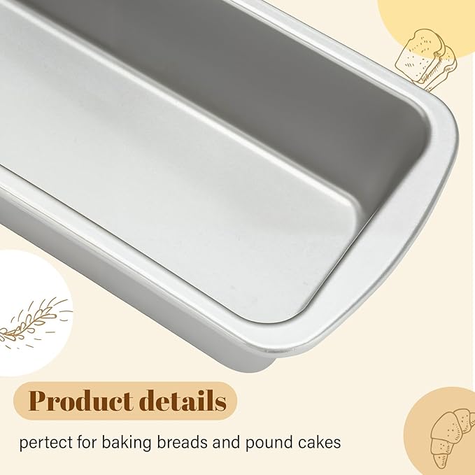 Patelai 4 Pack Small Loaf Pans for Baking Bread Non Stick Bread Pan Rectangle Baking Tray Toast Mold(Silver,7.87 x 3.78 Inch)