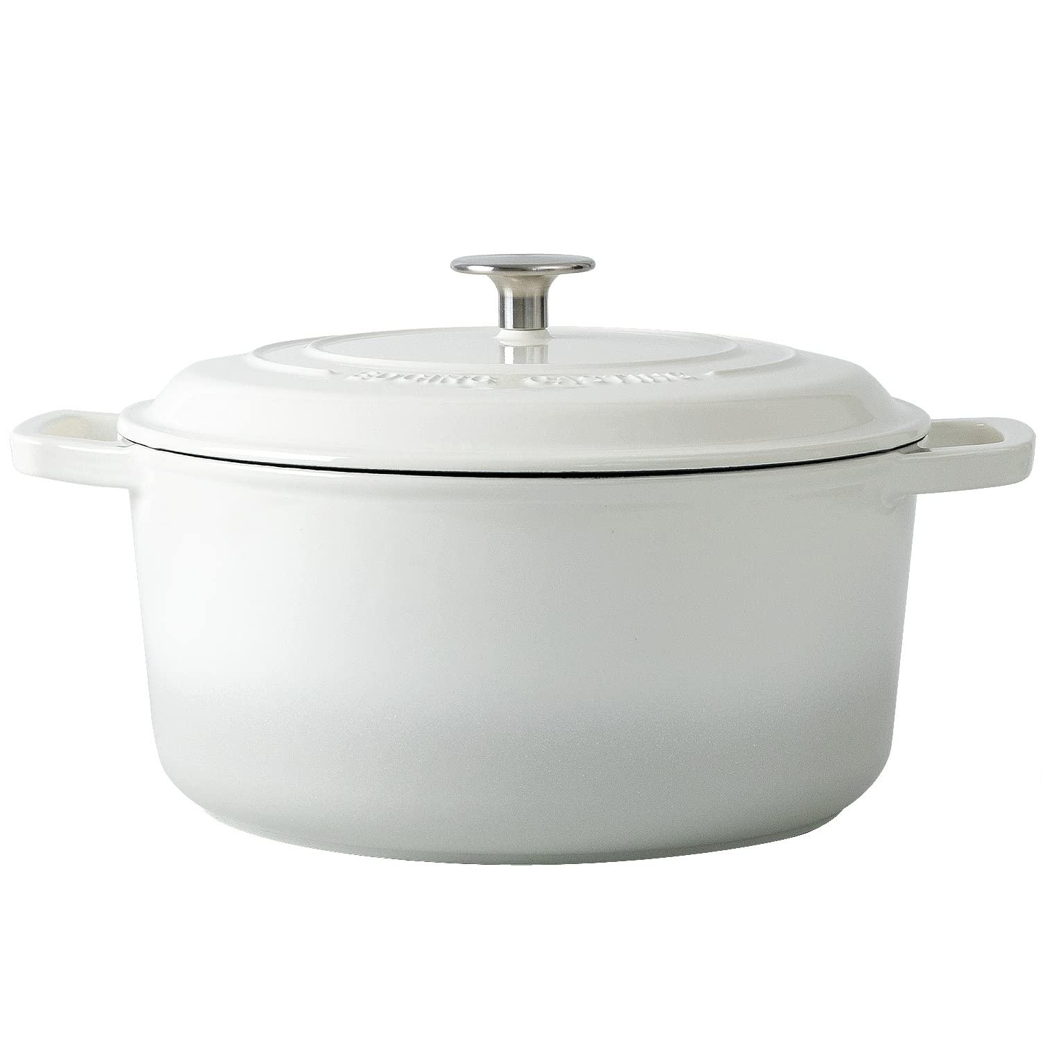 EDGING CASTING Enameled Cast Iron Dutch Oven Pot With Lid, Dutch Oven for Sourdough Bread Baking Round Pot Dule Handle, 7.5 Quart, White