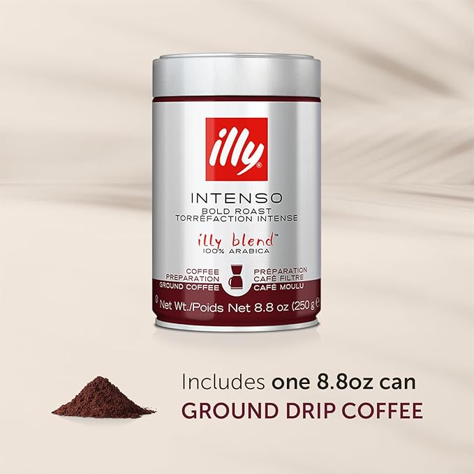 illy Ground Drip Coffee, Intenso Dark Roast, 8.8 oz