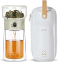 ZENS Glass Tea Infuser Pot, Modern One Touch Tea Maker for Tea Steeping